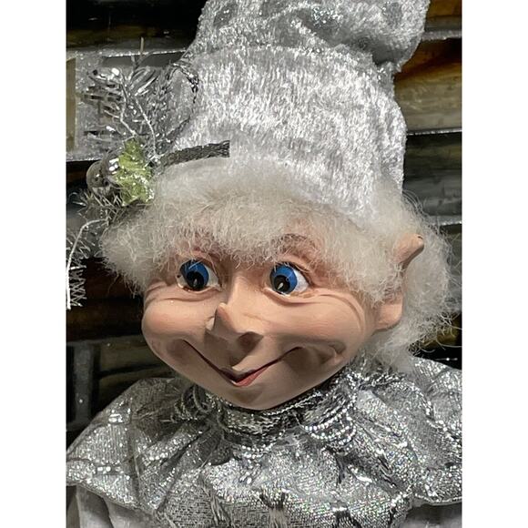 Robert Stanley Home Collection Silver Poseable Elves Christmas 2021 Set of 3 - Picture 4 of 8